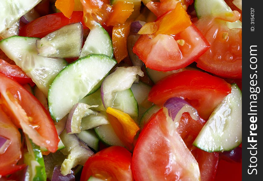 Close-up photo of fresh vegetarian salad