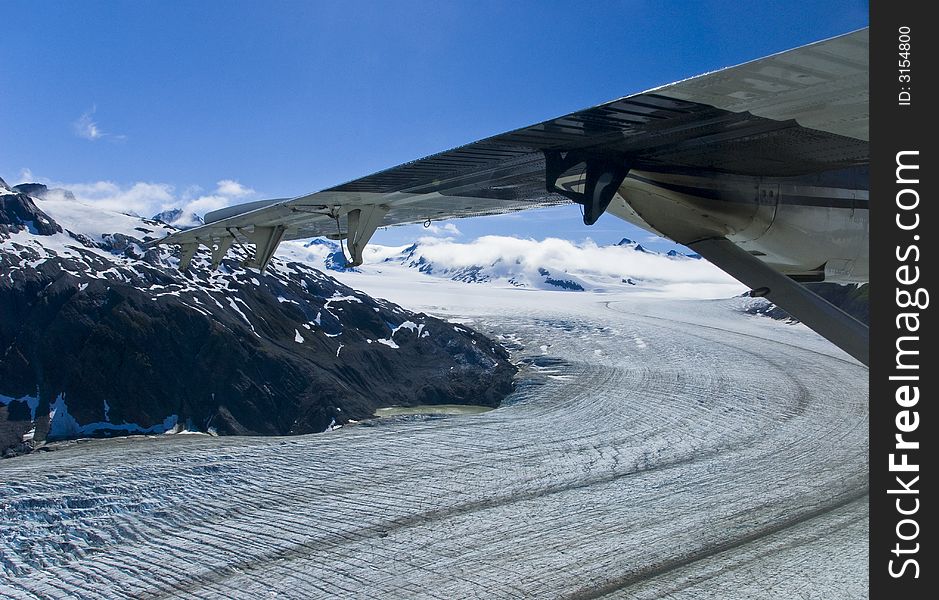 A glacier and mountains near Skagway Alaska. A glacier and mountains near Skagway Alaska