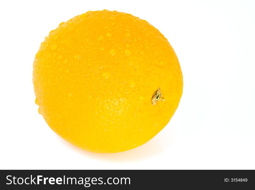 Orange with dropes isolated over white background