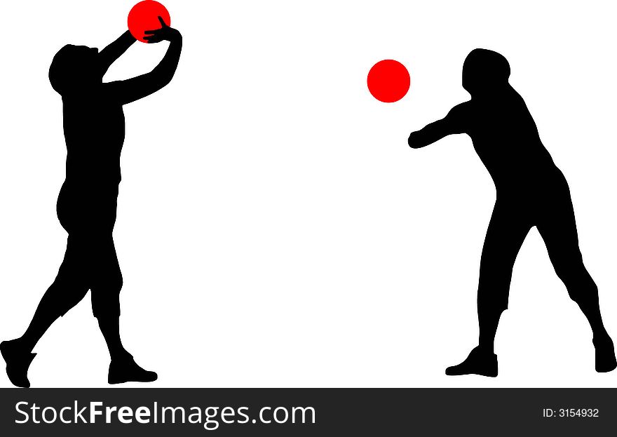 Illustration of several volleyball silhouettes