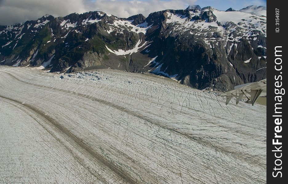 A glacier and mountains near Skagway Alaska. A glacier and mountains near Skagway Alaska