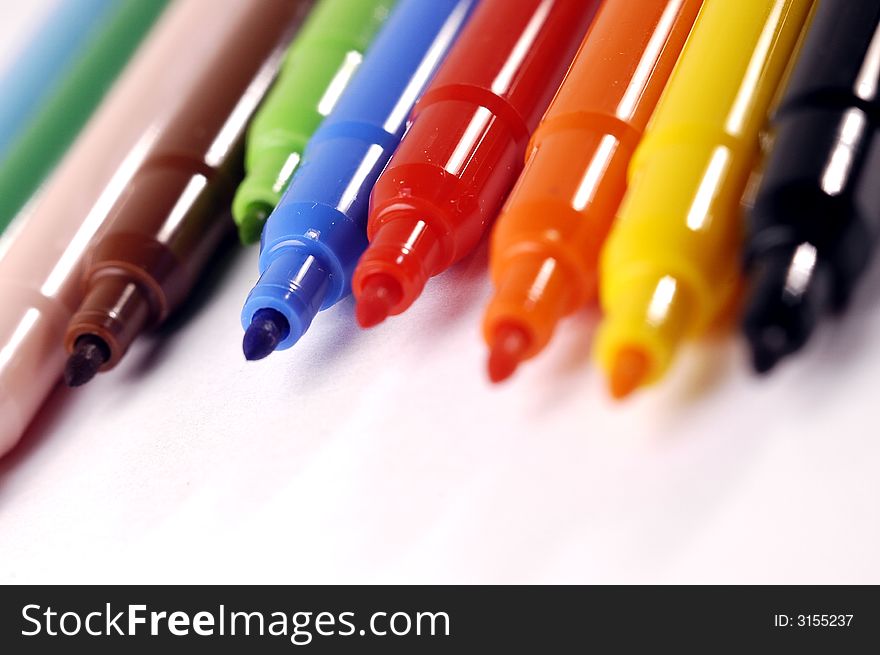 Pack of felt-tip pens isolated on white background