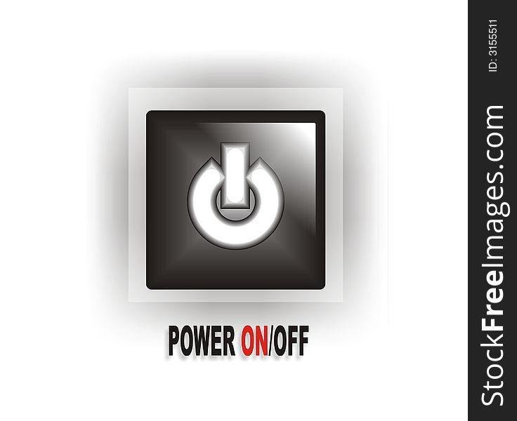 Cool Black Power ON/OFF Button surrounded with white background