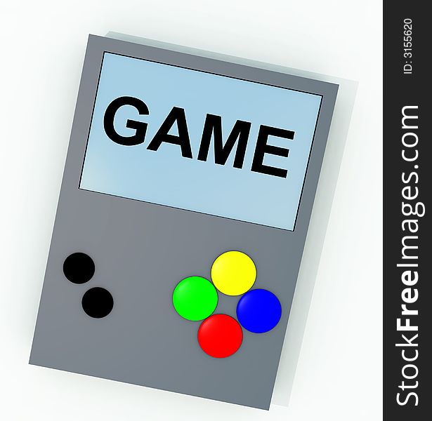 A computer created image of a hand held games machine. A computer created image of a hand held games machine.