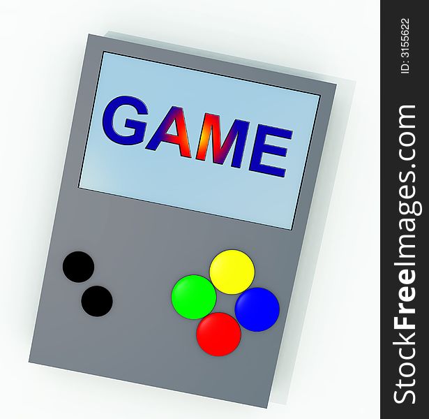 A computer created image of a hand held games machine. A computer created image of a hand held games machine.