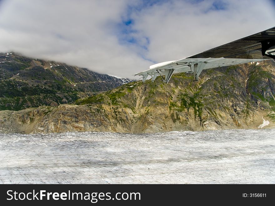 A glacier and mountains near Skagway Alaska. A glacier and mountains near Skagway Alaska