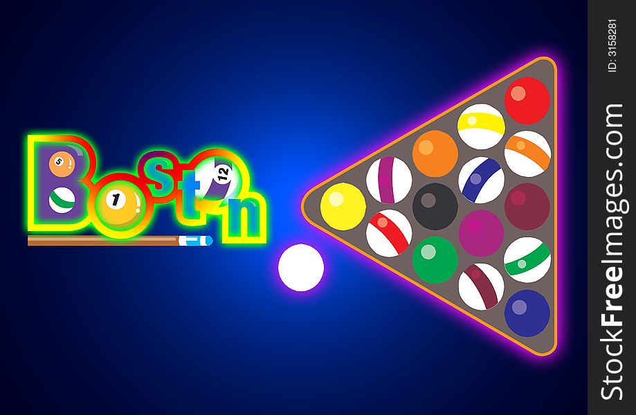 Colorful billiard balls sign with (snooker) balls