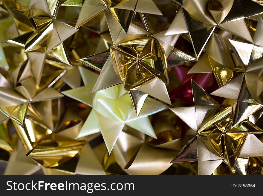 Abstract christmas gold yellow star bow bachground