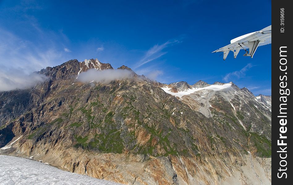 A glacier and mountains near Skagway Alaska. A glacier and mountains near Skagway Alaska