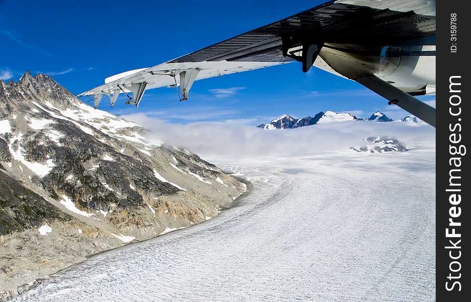 A glacier and mountains near Skagway Alaska. A glacier and mountains near Skagway Alaska