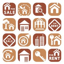 Color Building Icons Stock Photos