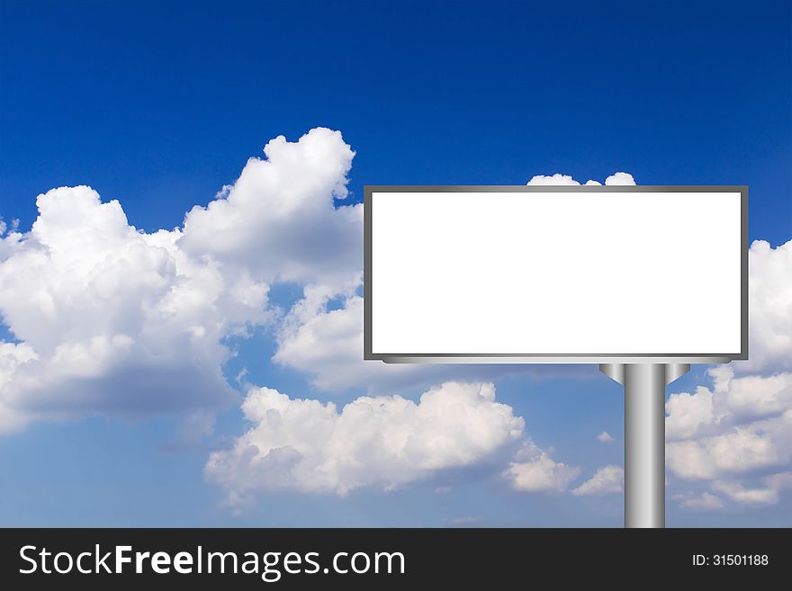 Billbroad with empty screen against blue sky background. Billbroad with empty screen against blue sky background