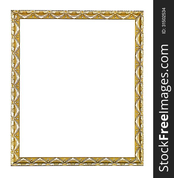 Empty wooden vintage frame isolated on white background