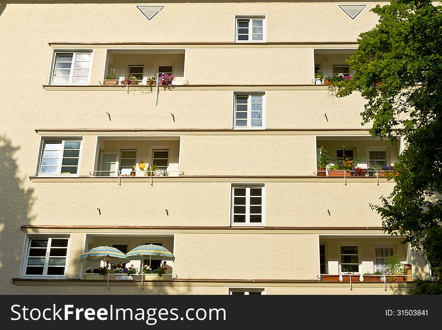 Balconies of an old residence. Balconies of an old residence