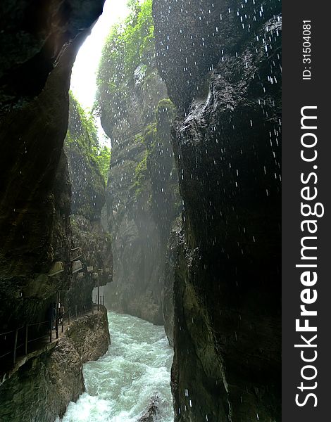 Walk through the narrow Partnachklamm. Walk through the narrow Partnachklamm