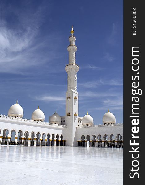 The Minarets Of The White Mosque Of Abu Dhabi. The UAE.