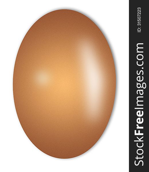 Brown chicken egg with a flare on a white background