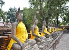 Ancient Buddha Statues At Wat Yai Chai Mongkol, Ayutthaya, Thail Stock Photos Ancient Buddha Statues At Wat Yai Chai Mongkol, Ayutthaya, Thail Stock Photos