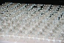 Rows Of Empty Wine Glasses On The Table Royalty Free Stock Photos