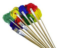 Eight Brushes With Paint 2 Royalty Free Stock Image