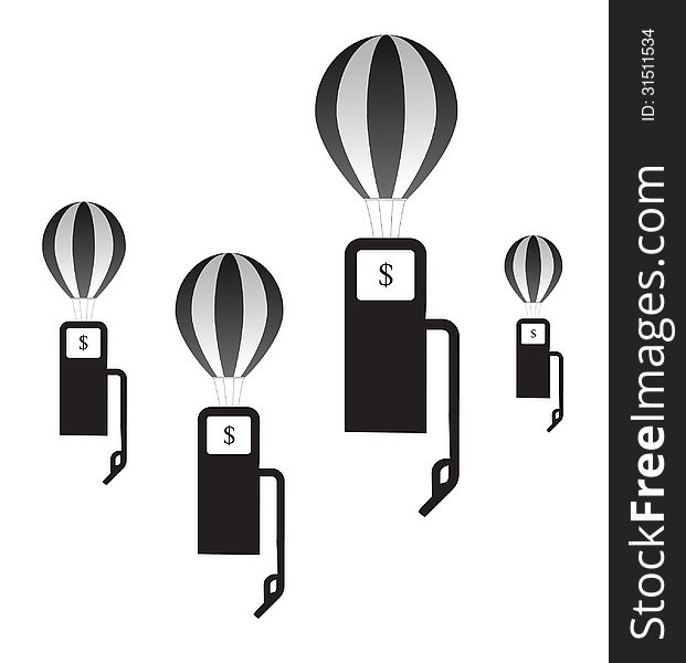 Illustration concept of rising gasoline prices. Illustration concept of rising gasoline prices.