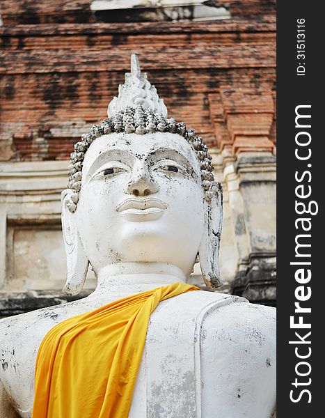 Buddha Statues At Wat Yai Chai Mongkol In Ayutthaya, Thailand