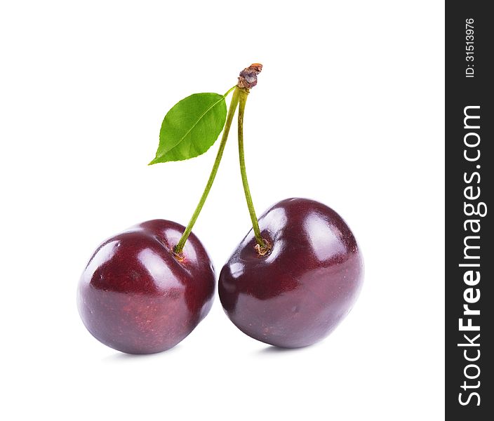 Fresh cherry fruits isolated on white background