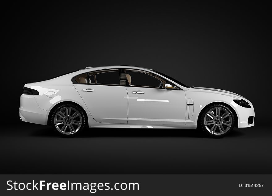 White sport limousines of black background