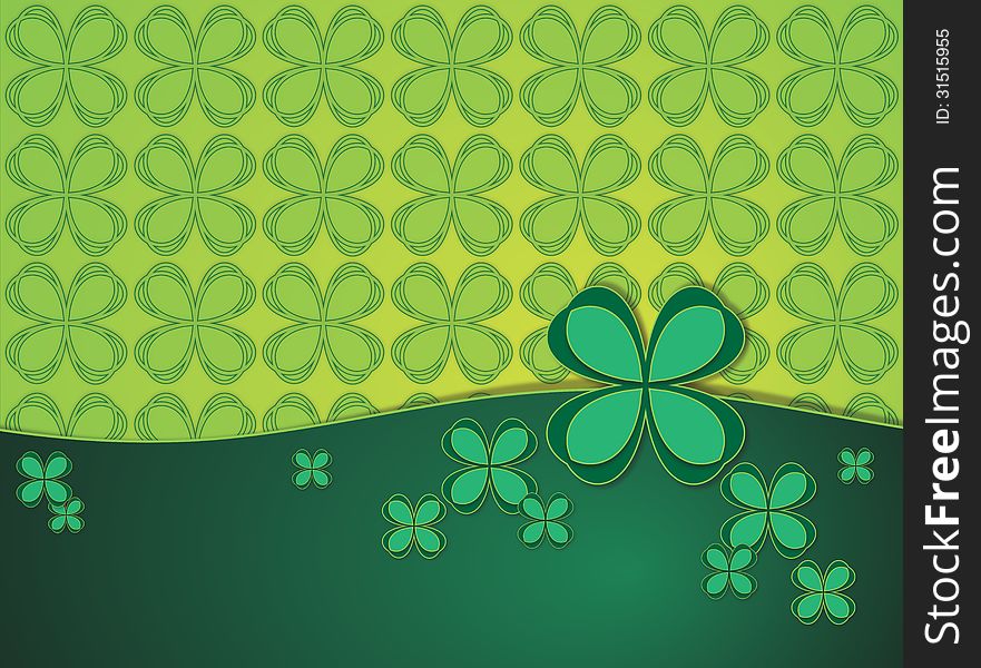 Green background with clover leaf surfaces for text