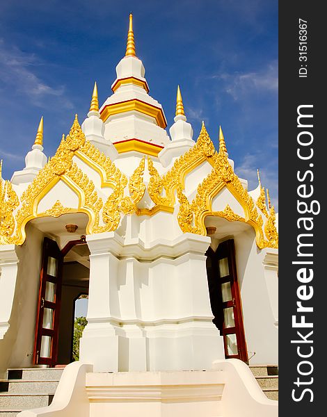 White Pagoda in Wat (Temple) Chedi at Wat lak mueang Pattani Thailand. White Pagoda in Wat (Temple) Chedi at Wat lak mueang Pattani Thailand.