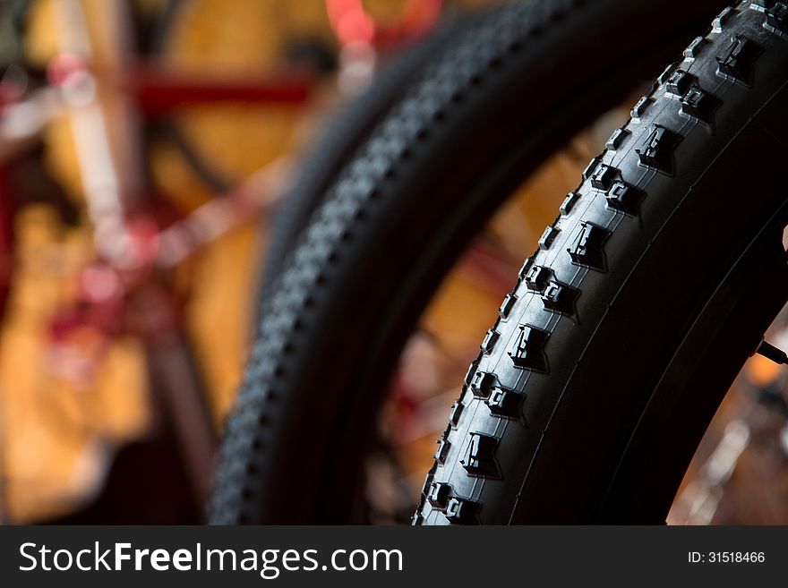 Close up image of Bike tires