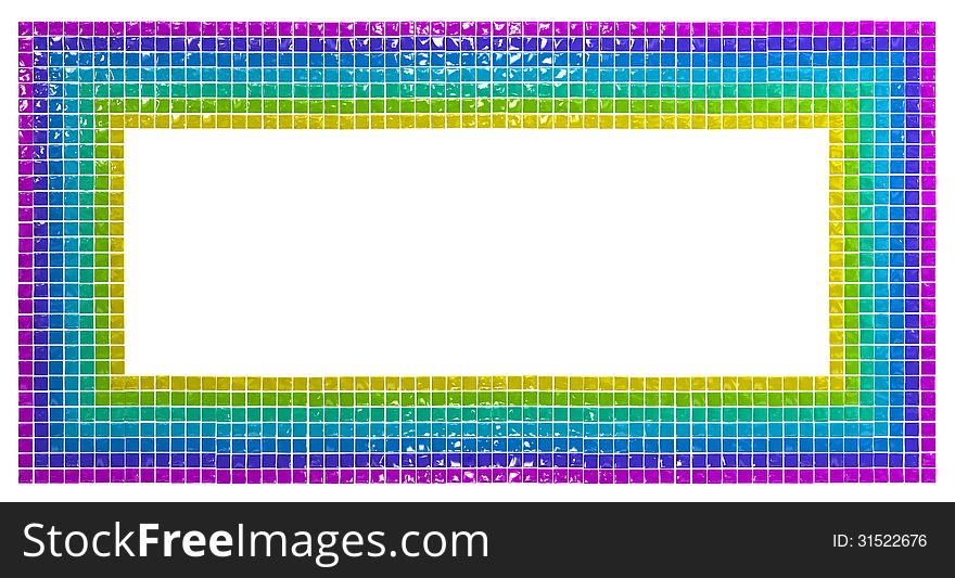 The frame made of different color tiles isolated on white. The frame made of different color tiles isolated on white