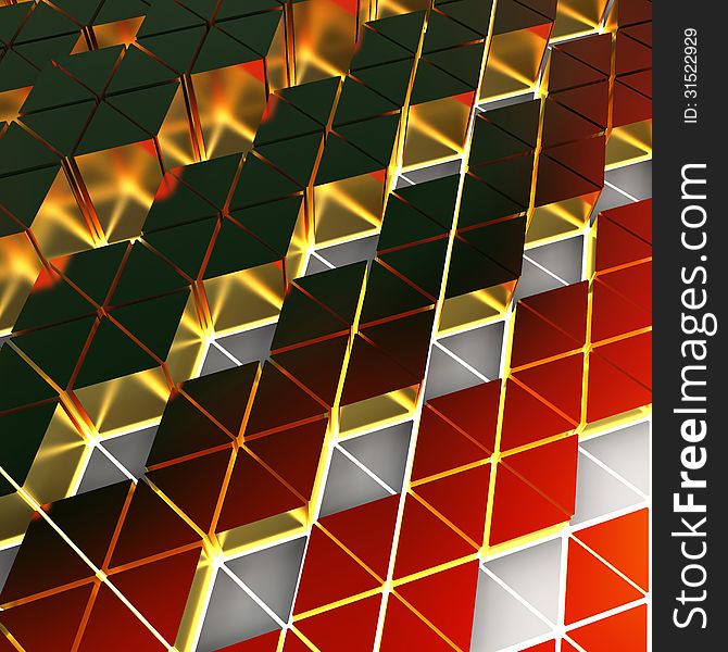 Golden triangle shapes extruded to different high