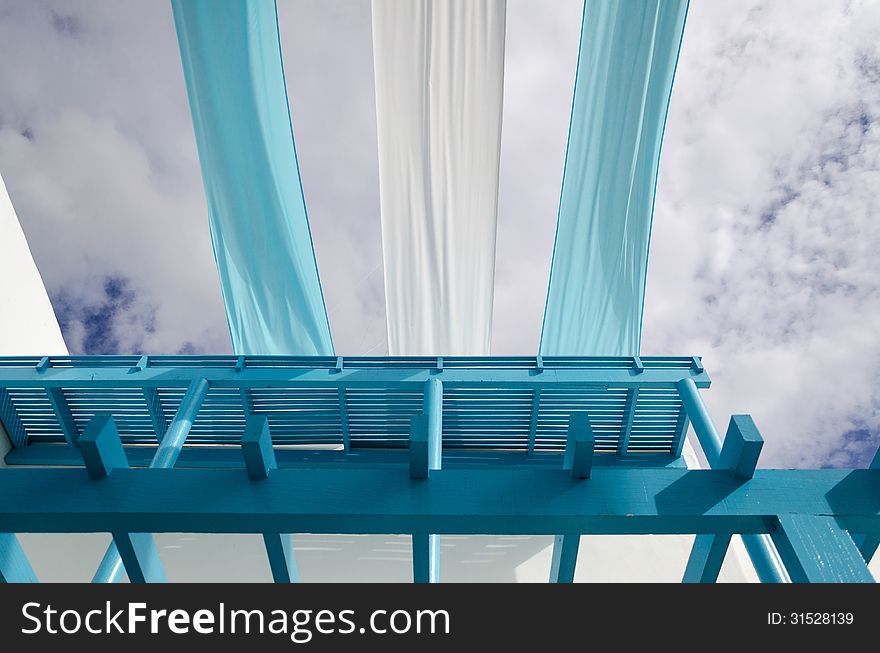 A Blue Balcony And Azure Cloth