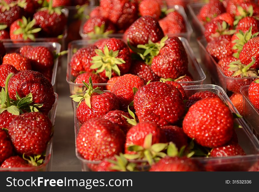 Fresh Strawberries At The Outdoor Market