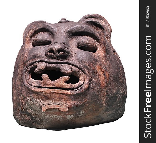 Mayan ancient jaguar figure isolated.