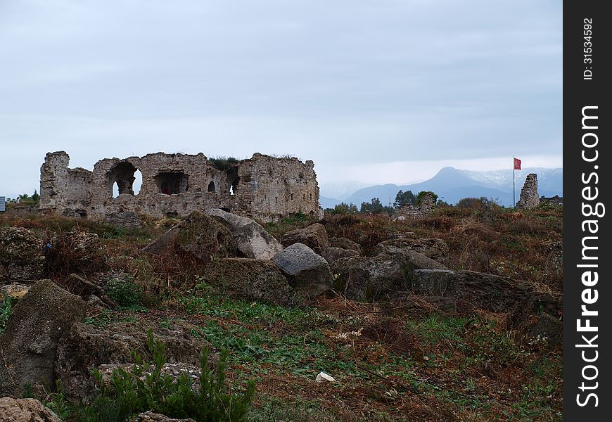 Old ruin in Turkey near the beach
