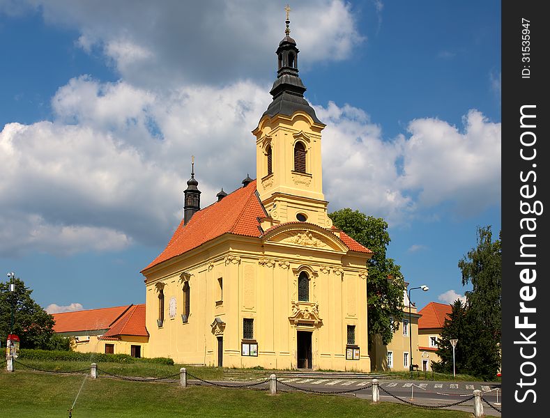 Church of the Holy Trinity in the Dobris city. Czech republic. Church of the Holy Trinity in the Dobris city. Czech republic.