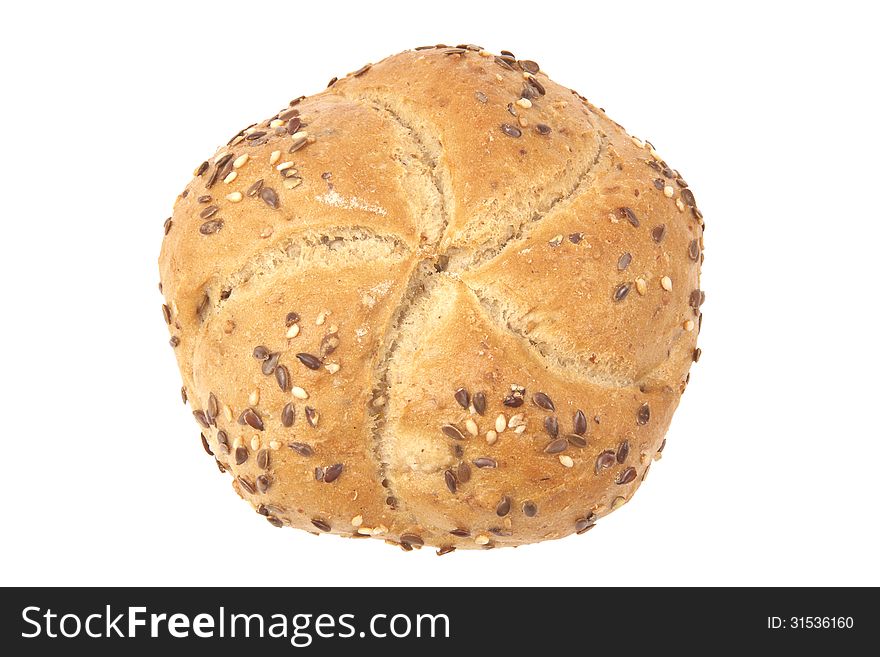 Bread roll isolated on a white bakground.