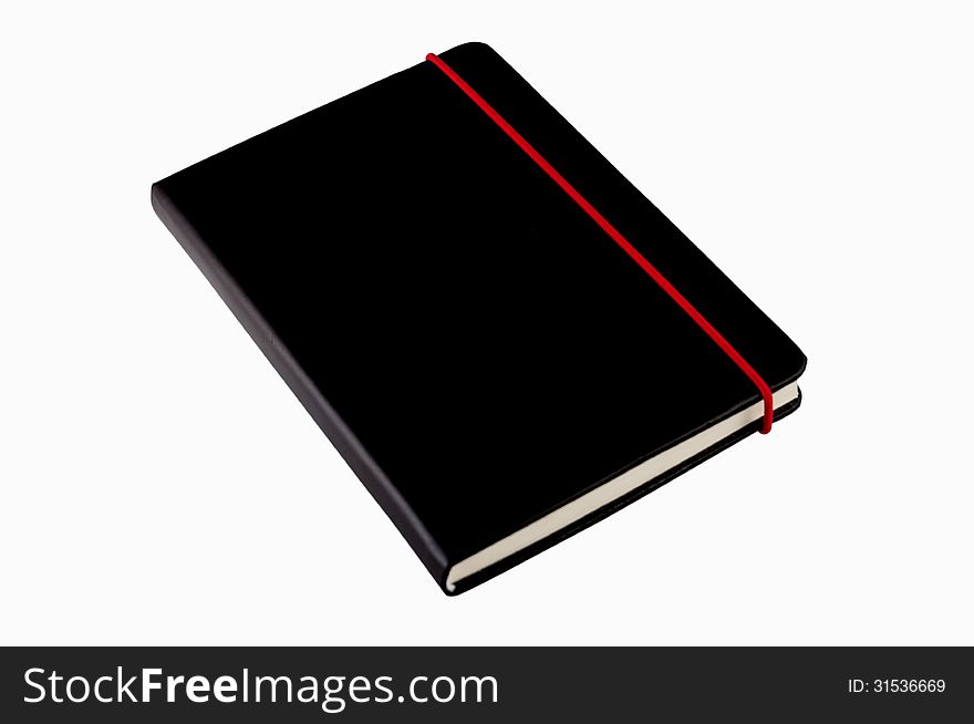 Close black note book isolated on white background