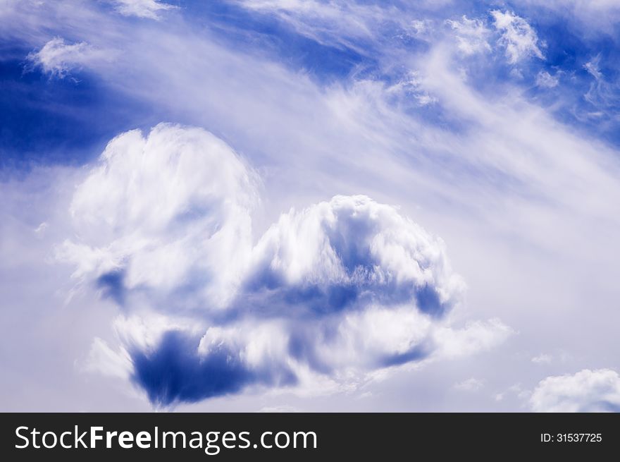 Heart from cloud in the bright blue sky. Heart from cloud in the bright blue sky