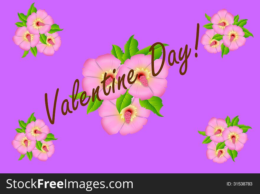 Beautiful valentine's day card on pink background. Beautiful valentine's day card on pink background