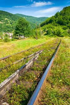 Railway Sneaking Through Mountain Near The Wilage Stock Photography Railway Sneaking Through Mountain Near The Wilage Stock Photography