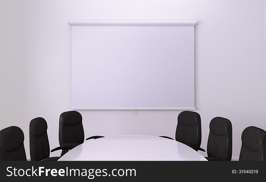 Small meeting room. Clipping path around screen