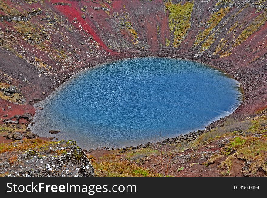 Famous kerid volcano in Iceland. Famous kerid volcano in Iceland