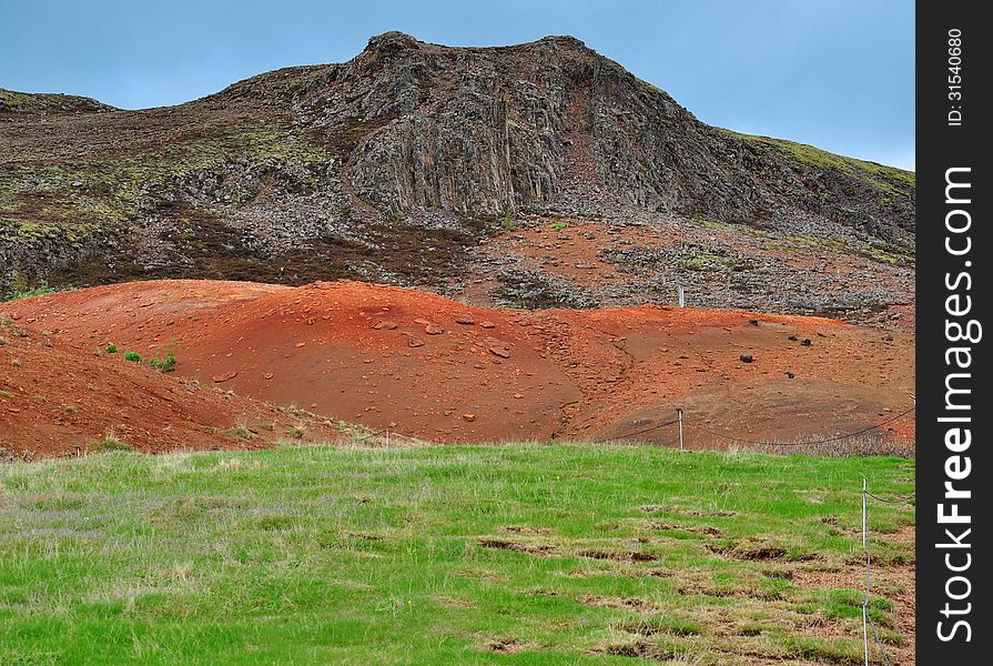 Icelandic Landscape: Orange And Green