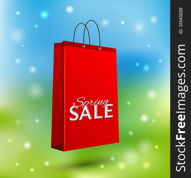 Shopping Bag Illustration on Colorful Background - Sale Concept