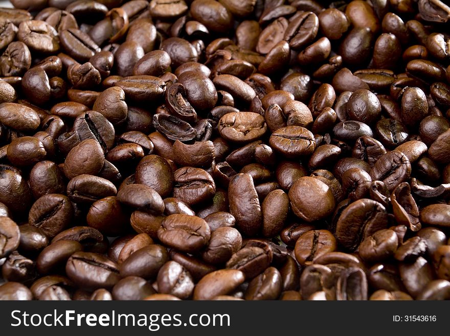 Roasted coffee beans, ready to drink
