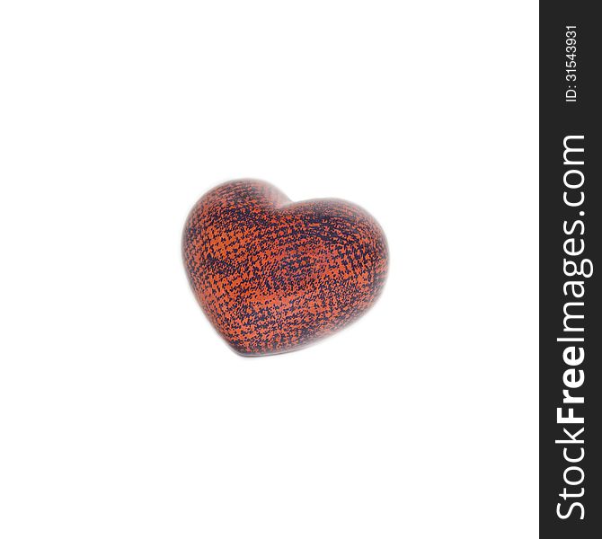 Red orange heart flecked with black dots crosses pattern on white background. Red orange heart flecked with black dots crosses pattern on white background