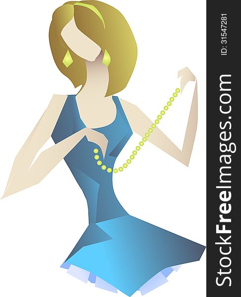 Vector Drawing Of A Girl With Beads
